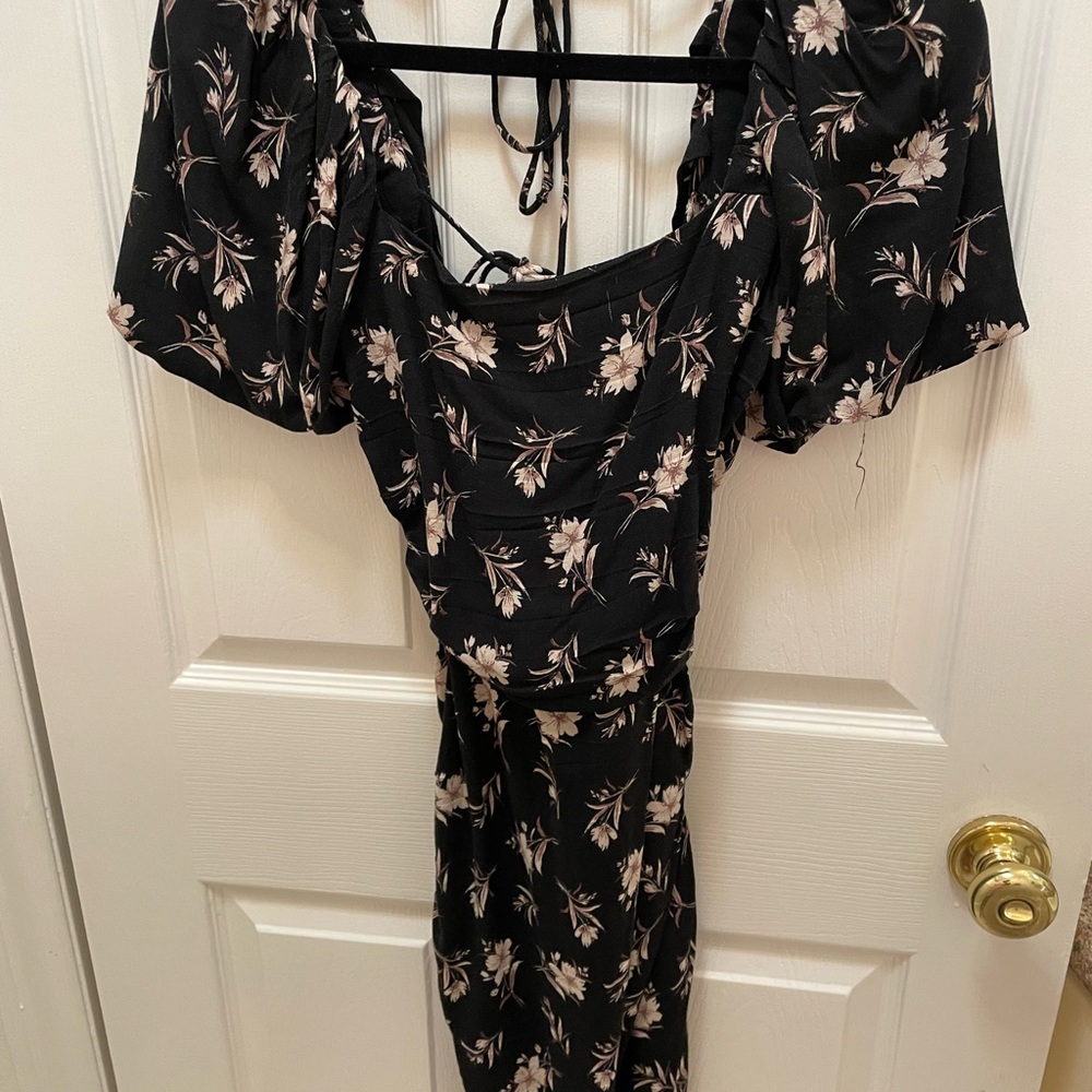 Skylar + Madison Black Floral Midi Dress